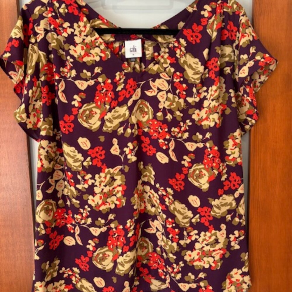 Cabi A La Mode Floral Ruffle Sleeve Top, EUC, Size M